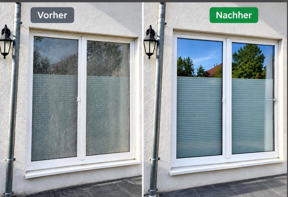 Terrassenverglasung vor und nach der Reinigung